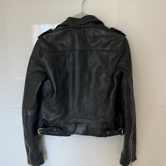 Zara-Black Leather Biker jacket. Worn in, very good condition. - Picture 3 of 4